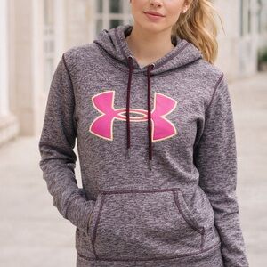 Uber Armor New With Tags ColdGear Gray Hoodie Pink Logo | Small Women’s